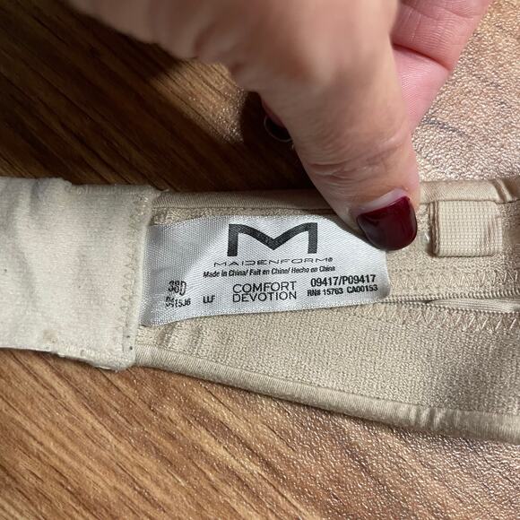 Maidenform Comfort Devotion Nude Beige Strapless Bra Size 38D Underwire Push Up - Picture 6 of 7